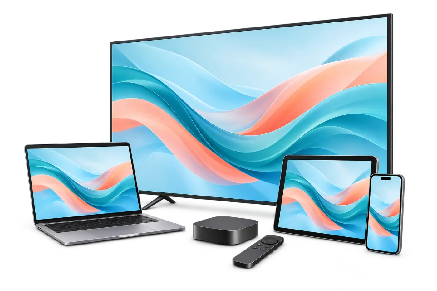 Television, laptop, tablet, phone and streaming device
